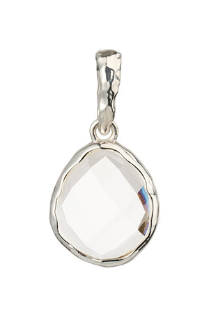 Riva - wavy edge kettinghanger heldere kwarts zilver