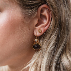 Darae - oorbellen peridot en zwarte onyx verguld goud