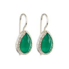 Veda - druppel oorbellen zilver groene onyx