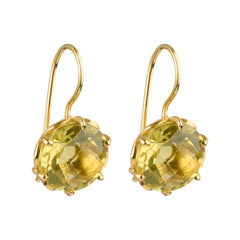 Flore - flowercup earrings with gemstone gold lemon quartz