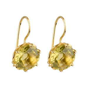 Flore - flowercup earrings with gemstone gold lemon quartz
