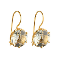 Flore - flowercup earrings with gemstone gold green amethyst