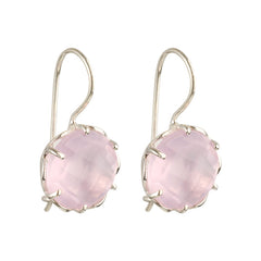 Flore - flowercup oorbellen roze chalcedoon zilver