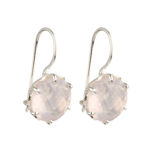Flore - flowercup oorbellen zilver rozenkwarts