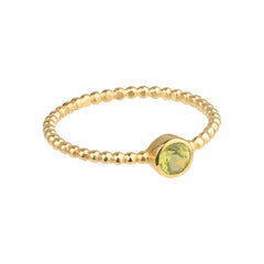 Luna - geboortesteen ring goud peridot augustus