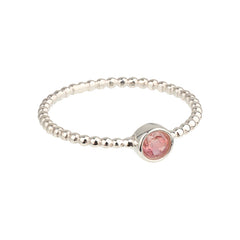 Luna - geboortesteen ring zilver roze toermalijn oktober