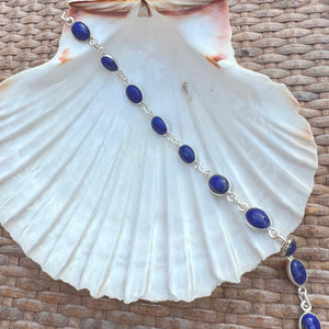 Armband ovaalvormige lapis lazuli zilver