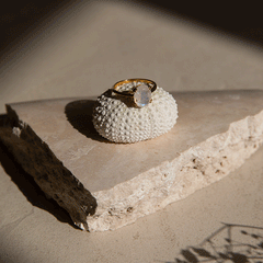 Nila - gold ring with oval moonstone gemstone