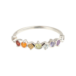 Mare - wave ring met chakra edelstenen zilver
