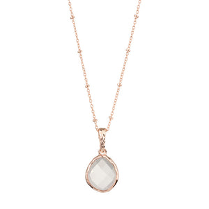 Riva - wavy edge rose gold pendant clear quartz gemstone