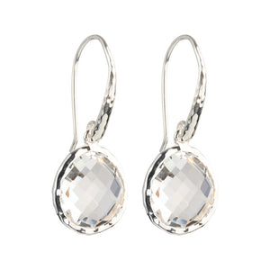 Riva - wavy edge oorbellen met heldere kwarts zilver