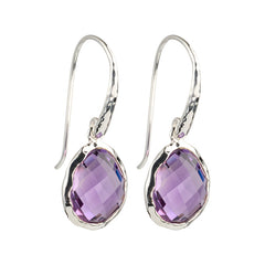 Riva - wavy edge silver earrings with light amethyst
