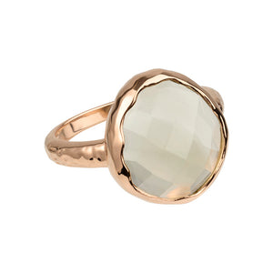 Riva - wavy edge ring goud groene amethist