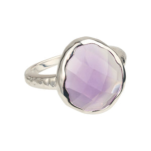 Riva - wavy edge ring zilver lichte amethist
