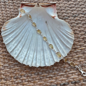 Armband druppelvormige citrien zilver