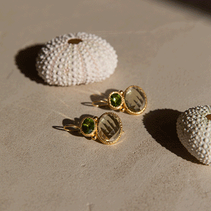 Darae - double gem oorbellen goud peridot en citroenkwarts