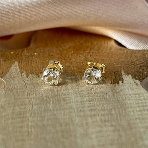 Yaya - stud earrings gold white topaz April