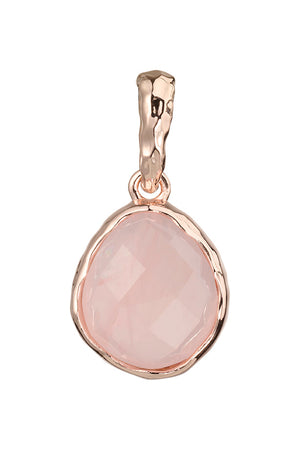 Riva - wavy edge rosé gouden kettinghanger rozenkwarts edelsteen