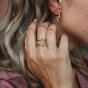 Luna - geboortesteen ring goud peridot augustus