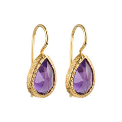 Veda - droplet earrings gold amethyst