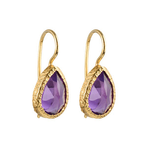 Veda - droplet earrings gold amethyst