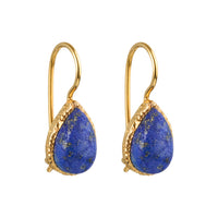 Veda - druppel oorbellen goud lapis lazuli