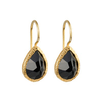 Veda - druppel oorbellen goud zwarte onyx