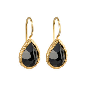 Veda - druppel oorbellen goud zwarte onyx