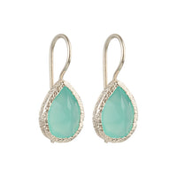 Veda - druppel oorbellen zilver aqua chalcedoon