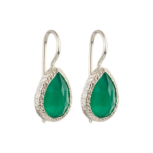 Veda - druppel oorbellen zilver groene onyx