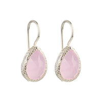 Veda - druppel oorbellen zilver roze chalcedoon