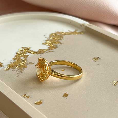 Flore - gouden flowercup ring citrien
