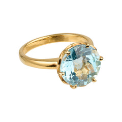 Flore - golden flowercup ring blue topaz