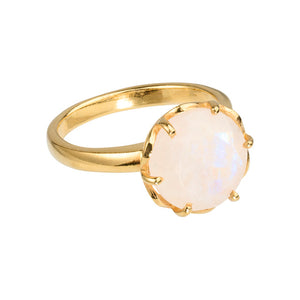 Flore - gouden flowercup ring maansteen