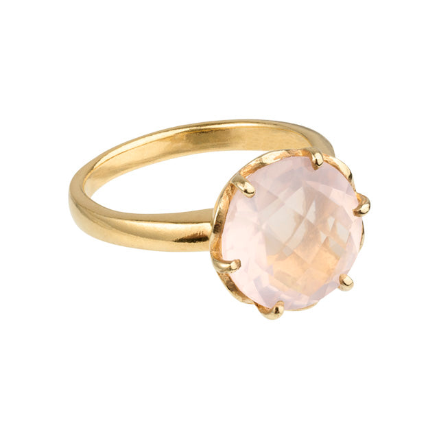 Flore - flowercup ring rozenkwarts goud