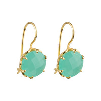 Flore - flowercup oorbellen met edelsteen goud aqua chalcedoon