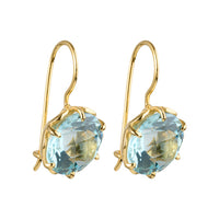 Flore - flowercup oorbellen met edelsteen goud blauwe topaas