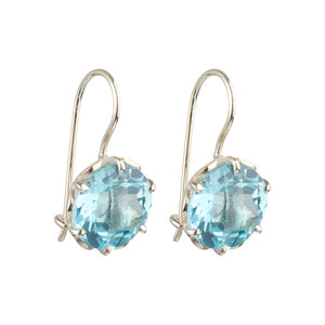Flore - flowercup oorbellen zilver blauwe topaas