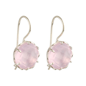 Flore - flowercup oorbellen roze chalcedoon zilver