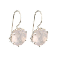 Flore - flowercup oorbellen zilver rozenkwarts