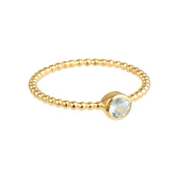 Luna - geboortesteen ring goud blauwe topaas november