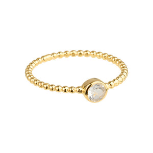 Luna - geboortesteen ring goud witte topaas april