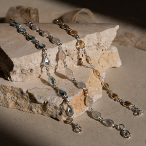 Armband ovaalvormige amethist zilver