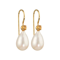 Uma - Pearl drops with citrine gemstone gold