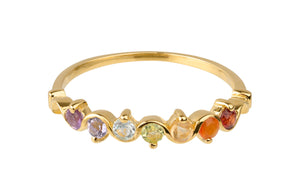 Mare - wave ring goud met chakra edelstenen