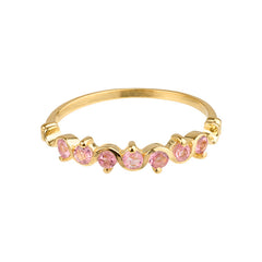 Mare - wave ring goud met roze toermalijn edelstenen