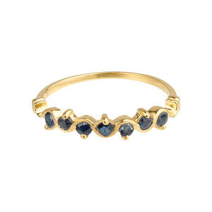 Mare - wave ring goud met saffier edelstenen