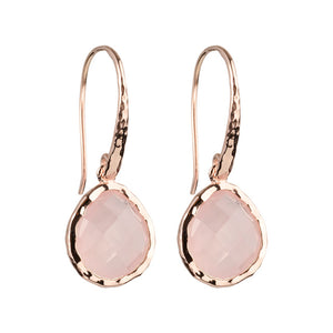 Riva - wavy edge earrings gold rose quartz
