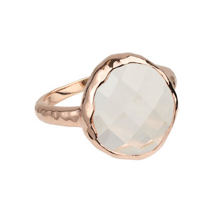 Riva - wavy edge ring gold clear quartz
