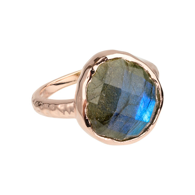 Riva - wavy edge ring goud labradoriet